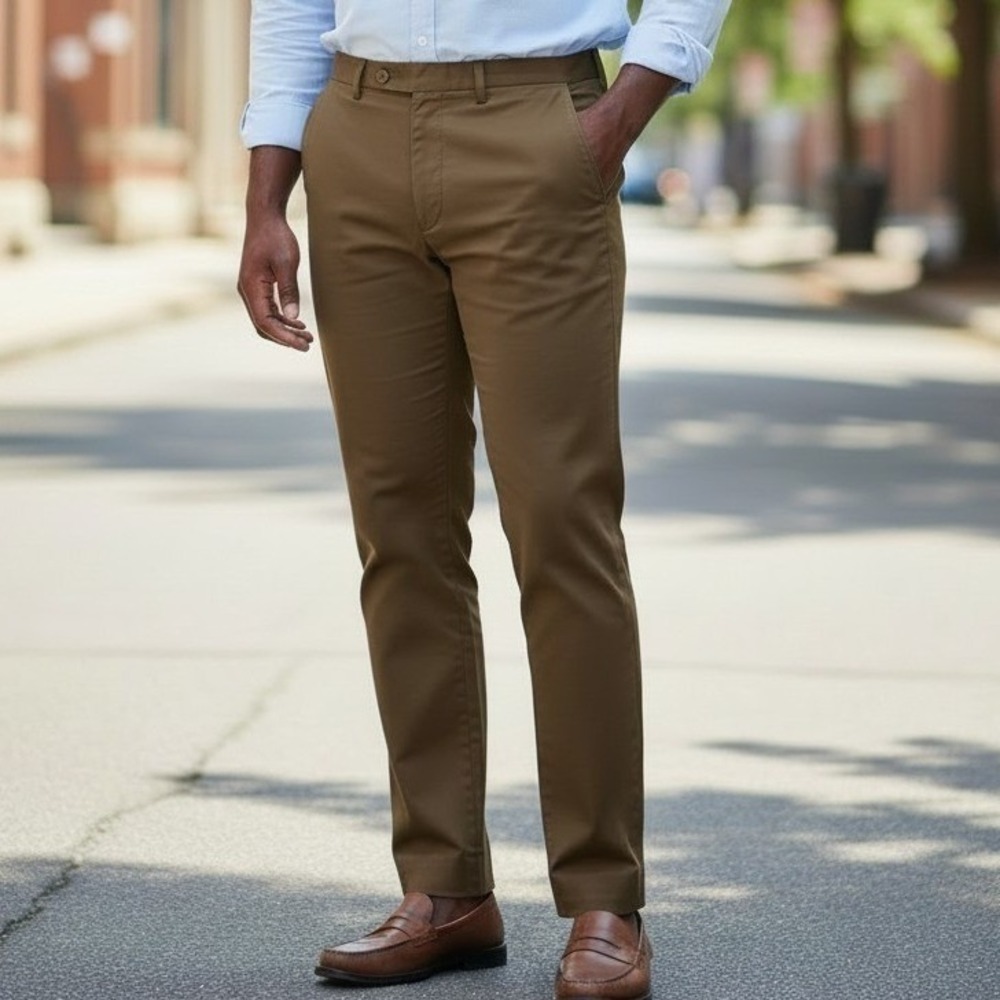 Zanella Pn12 Mens Tan Virgin Wool Stretch Dress Pants Made in Italy Size 33x30